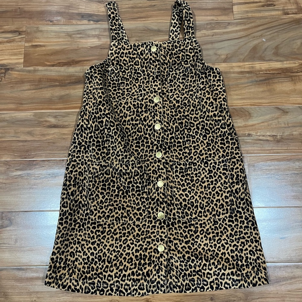 J. Crew Crewcuts Girl’s Size 14 Animal Print Leopard Corduroy Button-Front Dress